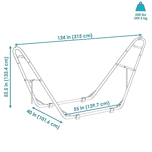 Sunnydaze Universal 2-Person Hammock Stand - 550-Pound Capacity - Heavy-Duty Steel Outdoor Hammock Stand - Fits 9 to 14 Foot Hammocks - Black