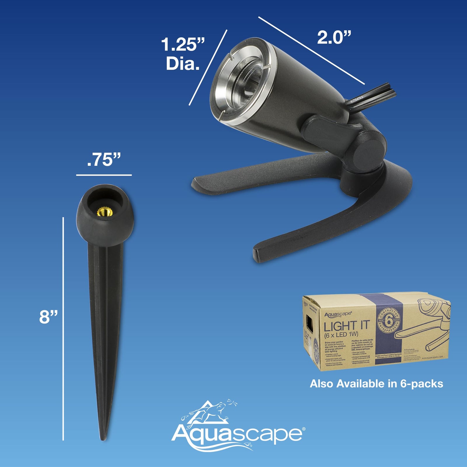 Aquascape Submersible LED Spotlight for Pond, Garden, and Landscape Features, 1 Watt | 84031, Brown