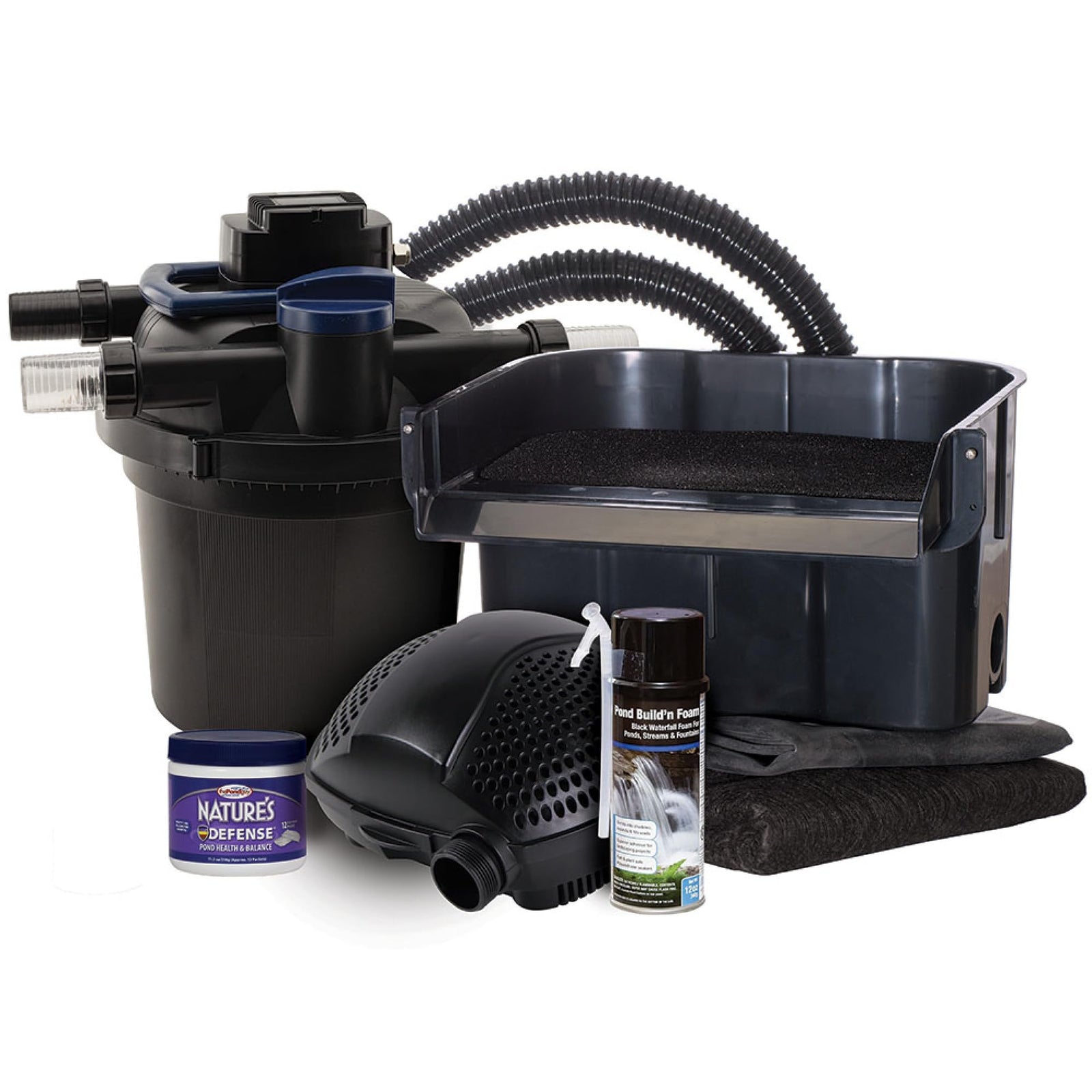 The Pond Guy AllClear Ecosystem Kit – Complete DIY Fishpond with Liner, Pump, UV Filter & Waterfall (1,000-2,000 Gallons) 11' x 11'