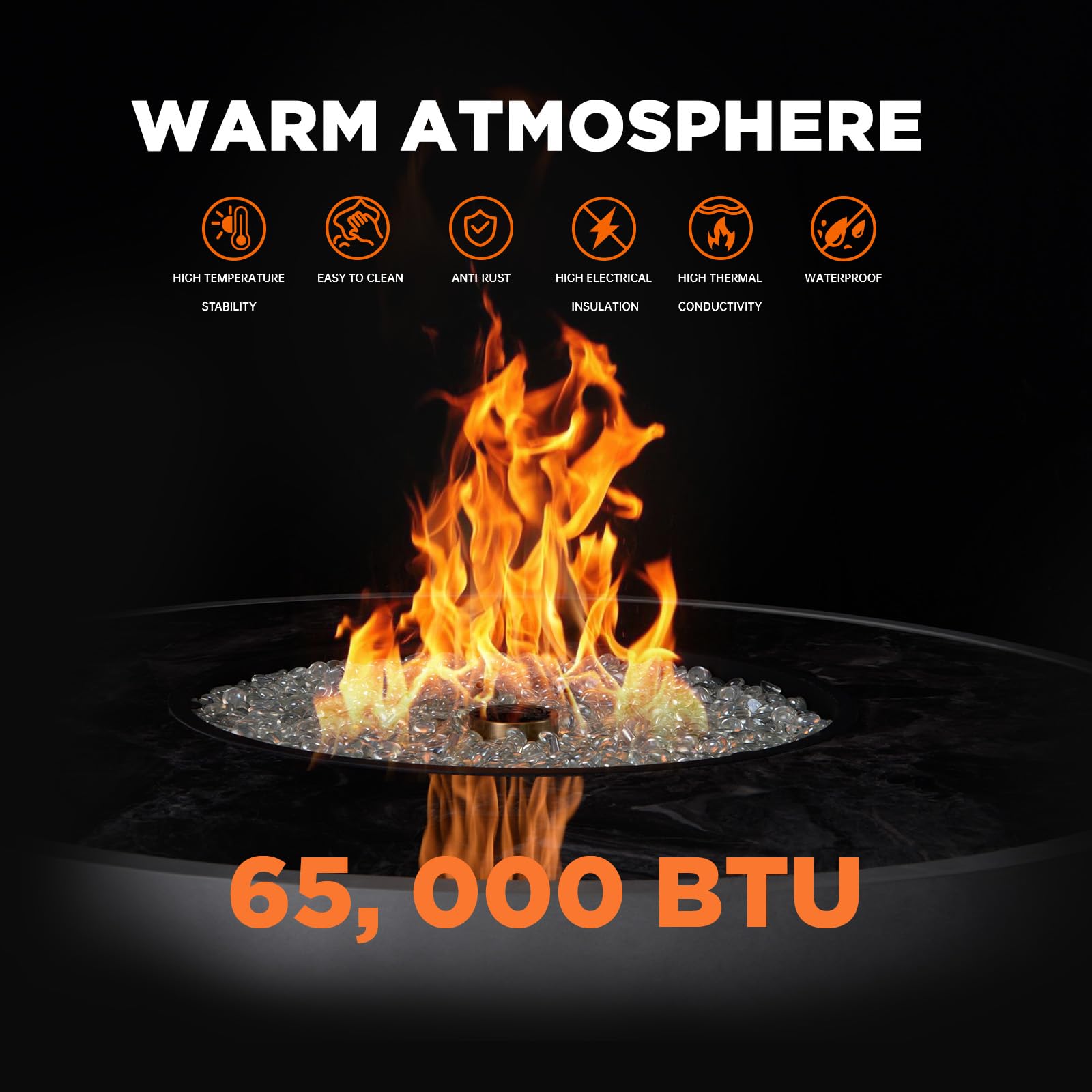FLOOORE 42 Inch Fire Pit Table, Outdoor Propane 65,000 BTU