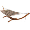 Sunnydaze Double Quilted Fabric Hammock with 13-Foot Curved Arc Wood Stand - 400-Pound Capacity - Sandy Beach