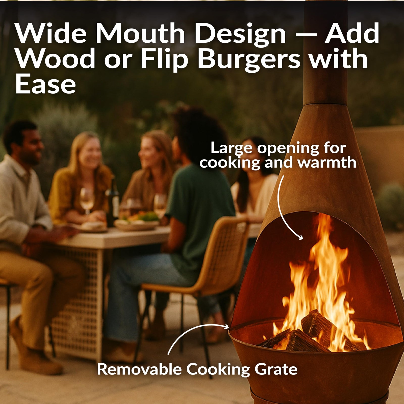 Sunnydaze Large Chiminea Outdoor Fireplace - Outdoor Wood-Burning Fireplace