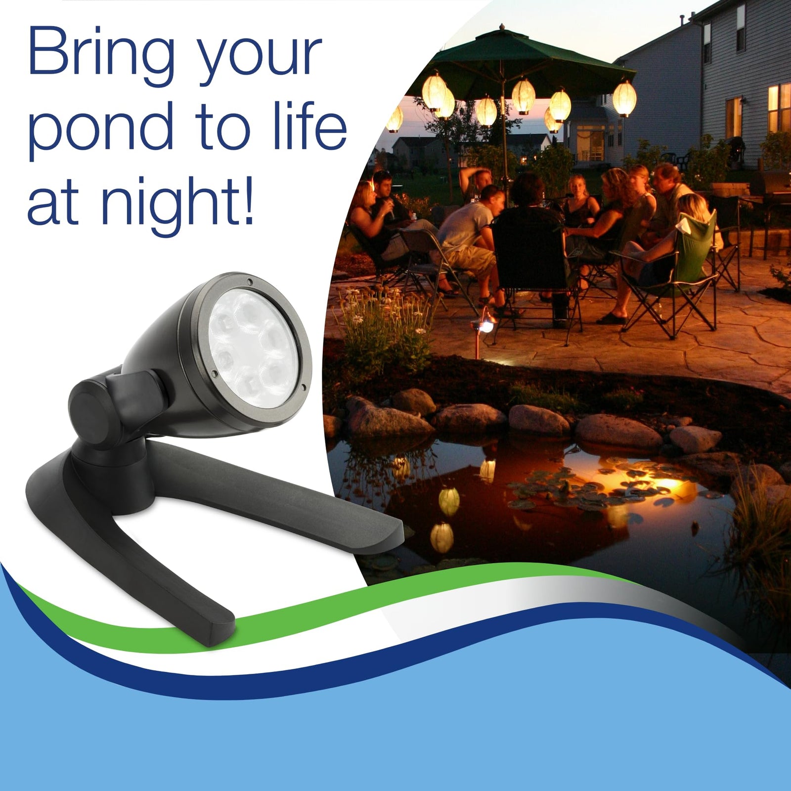 Aquascape Pond and Landscape LED 3-Watt Spotlight 6-Pack, Warm White Low Voltage Submersible Outdoor Lights for Water Features, Gardens, Trees, and Waterfalls, 84047