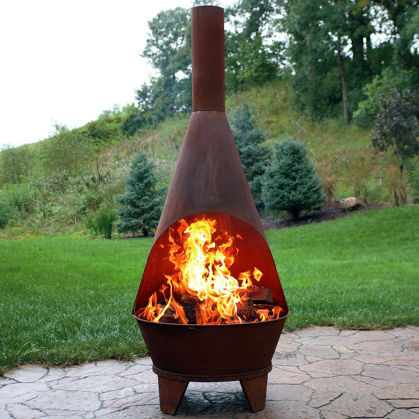 Sunnydaze Large Chiminea Outdoor Fireplace - Outdoor Wood-Burning Fireplace