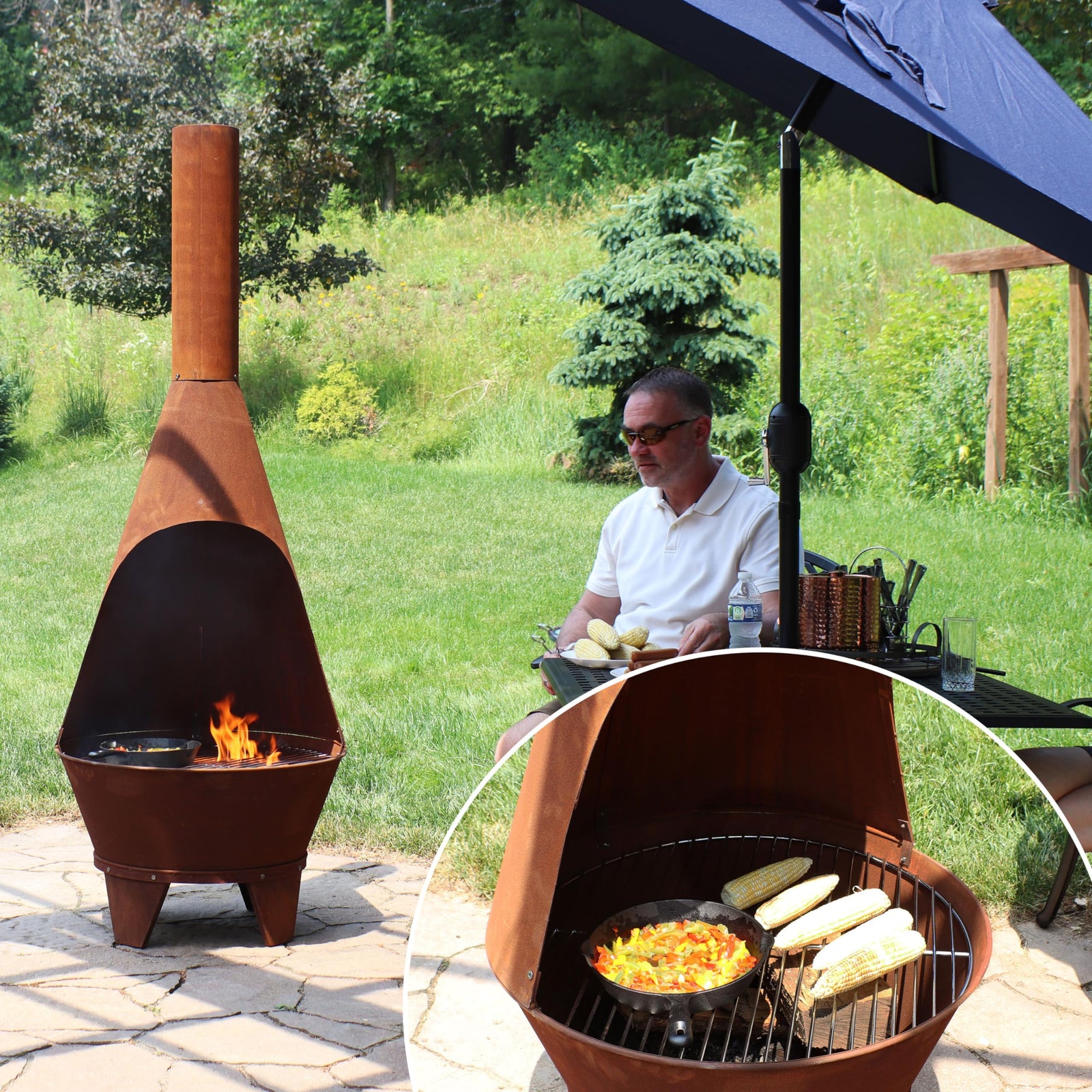 Sunnydaze Large Chiminea Outdoor Fireplace - Outdoor Wood-Burning Fireplace
