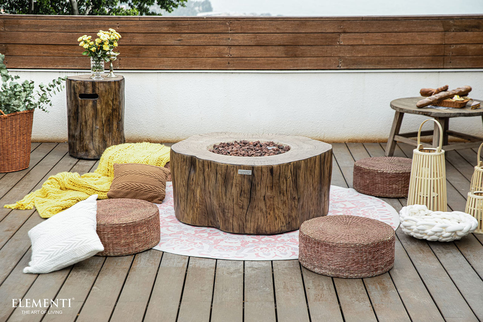 Elementi | Manchester Gas Fire Pit Cast Concrete Semi-Round Fire Table
