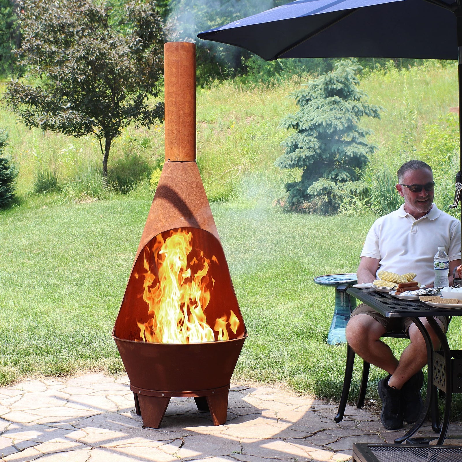 Sunnydaze Large Chiminea Outdoor Fireplace - Outdoor Wood-Burning Fireplace