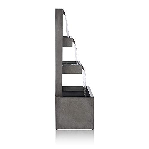 Alpine Corporation 43" Tall Outdoor Multi-Tier Modern Industrial Metal Fountain