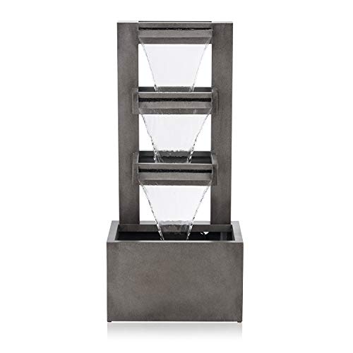 Alpine Corporation 43" Tall Outdoor Multi-Tier Modern Industrial Metal Fountain