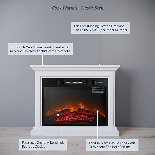 BELLEZE 31 Inch Mantel with 23 Inch 1400W Electric Fireplace