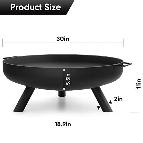 AMAGABELI Fire Pit Outdoor Wood Burning Cast Iron Fire Bowl 30in