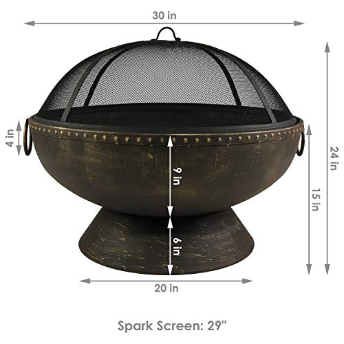 Sunnydaze Outdoor Fire Pit Bowl - 30 Inch Large Round