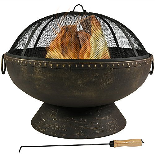 Sunnydaze Outdoor Fire Pit Bowl - 30 Inch Large Round