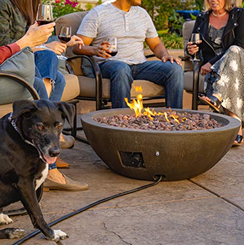 Bond Manufacturing 67504 Mondavi 36" Round 65,000 BTU Faux Concrete Gas Fire Bowl, Height: 12.5", Brown