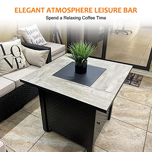 Camplux Propane Fire Pit Table, 30 Inch Outdoor Gas Fire Pit with Lid, Lava Rocks, Ceramic Tabletop, 50,000 BTU Adjustable Flame, Auto Ignition, Square Fire Table 2-in-1 Functional