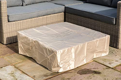 Peaktop HF11501AA Propane Gas Wood Look Square 40,000 BTU Fire Pit Table for Outdoor Patio Garden Backyard Decking with PVC Cover, Lava Rock, 35" x 35", Gray