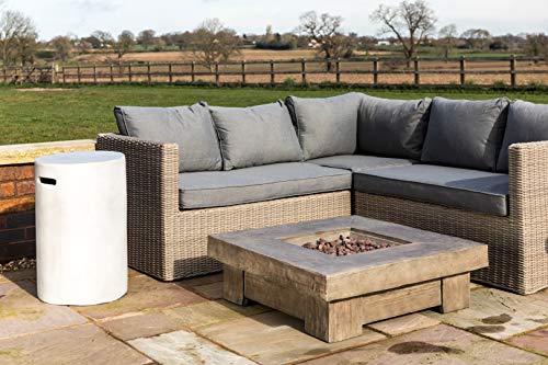 Peaktop HF11501AA Propane Gas Wood Look Square 40,000 BTU Fire Pit Table for Outdoor Patio Garden Backyard Decking with PVC Cover, Lava Rock, 35" x 35", Gray