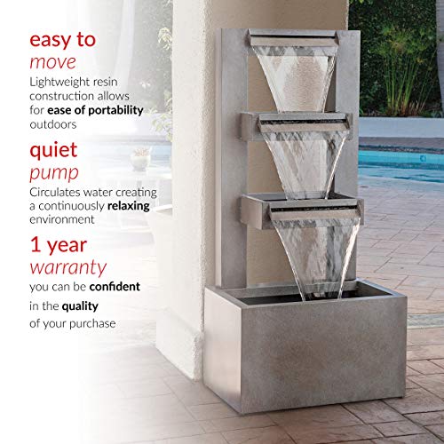 Alpine Corporation 43" Tall Outdoor Multi-Tier Modern Industrial Metal Fountain
