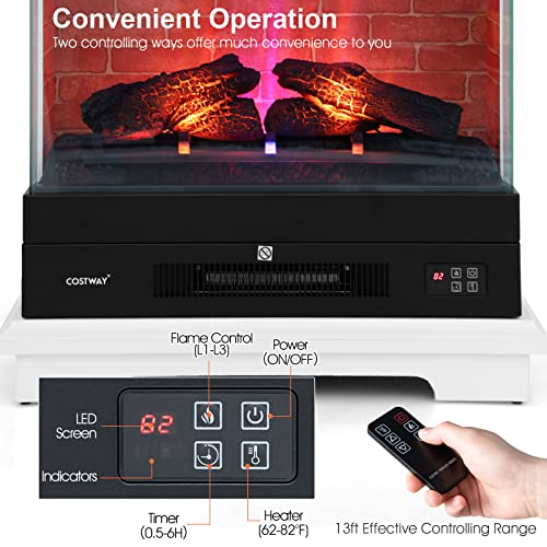 Tangkula 27 Inch Freestanding Fireplace, 1400W Electric Fireplace Heater