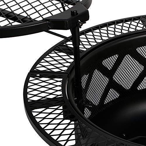 BALI OUTDOORS Wood Burning Fire Pit with Quick Removable Cooking Grill, Black, 32in