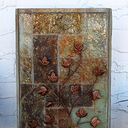 Sunnydaze Outdoor Waterfall Fountain with LED Light - Decorative Climbing Vines - Water Feature for Garden Walls, Fences, Yard, Deck and Patio - 32 Inch Tall