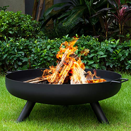AMAGABELI Fire Pit Outdoor Wood Burning Cast Iron Fire Bowl 30in