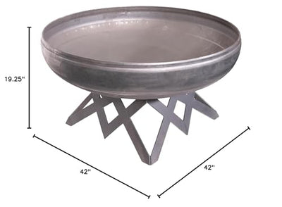 Ohio Flame - 42" Liberty Fire Pit with Angular Base (Made in USA) - Natural Steel Finish