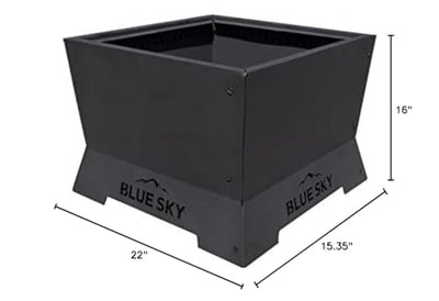 Blue Sky Outdoor Living Square Steel Peak Smokeless Patio Fire Pit, Removable Ash Catch, Black