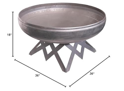 Ohio Flame - 36" Liberty Fire Pit with Angular Base (Made in USA) - Natural Steel Finish