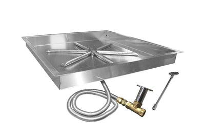 Firegear Match Light Gas Fire Pit Burner Kit (FPB-38SBS36MT-N), Square Bowl Pan, Natural Gas, 38x38-inch