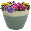 Sunnydaze Chalet 15-Inch Ceramic Indoor/Outdoor Planter - UV- and Frost-Resistant - Seafoam Glaze Finish