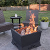 Blue Sky Outdoor Living Square Steel Peak Smokeless Patio Fire Pit, Removable Ash Catch, Black