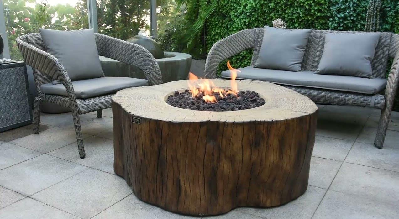 Elementi | Manchester Gas Fire Pit Cast Concrete Semi-Round Fire Table