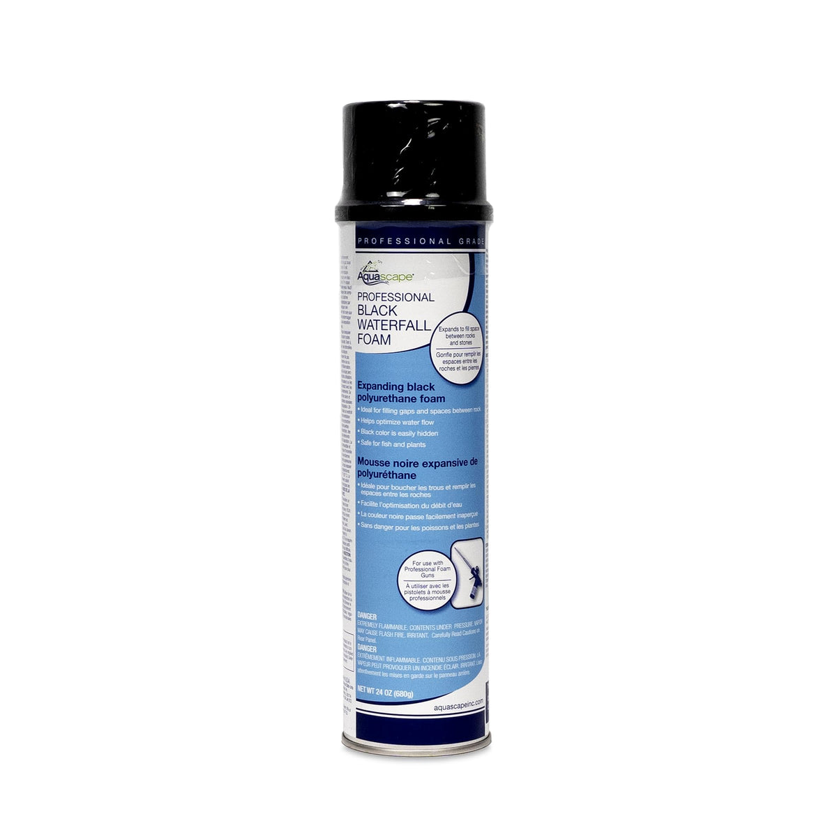 Aquascape Professional Black Waterfall Foam Sealant for Streams and Waterfalls, Fills Gaps Between Rock and Boulder to Direct Flow, Fast Drying Polyurethane Expanding Foam, 30096