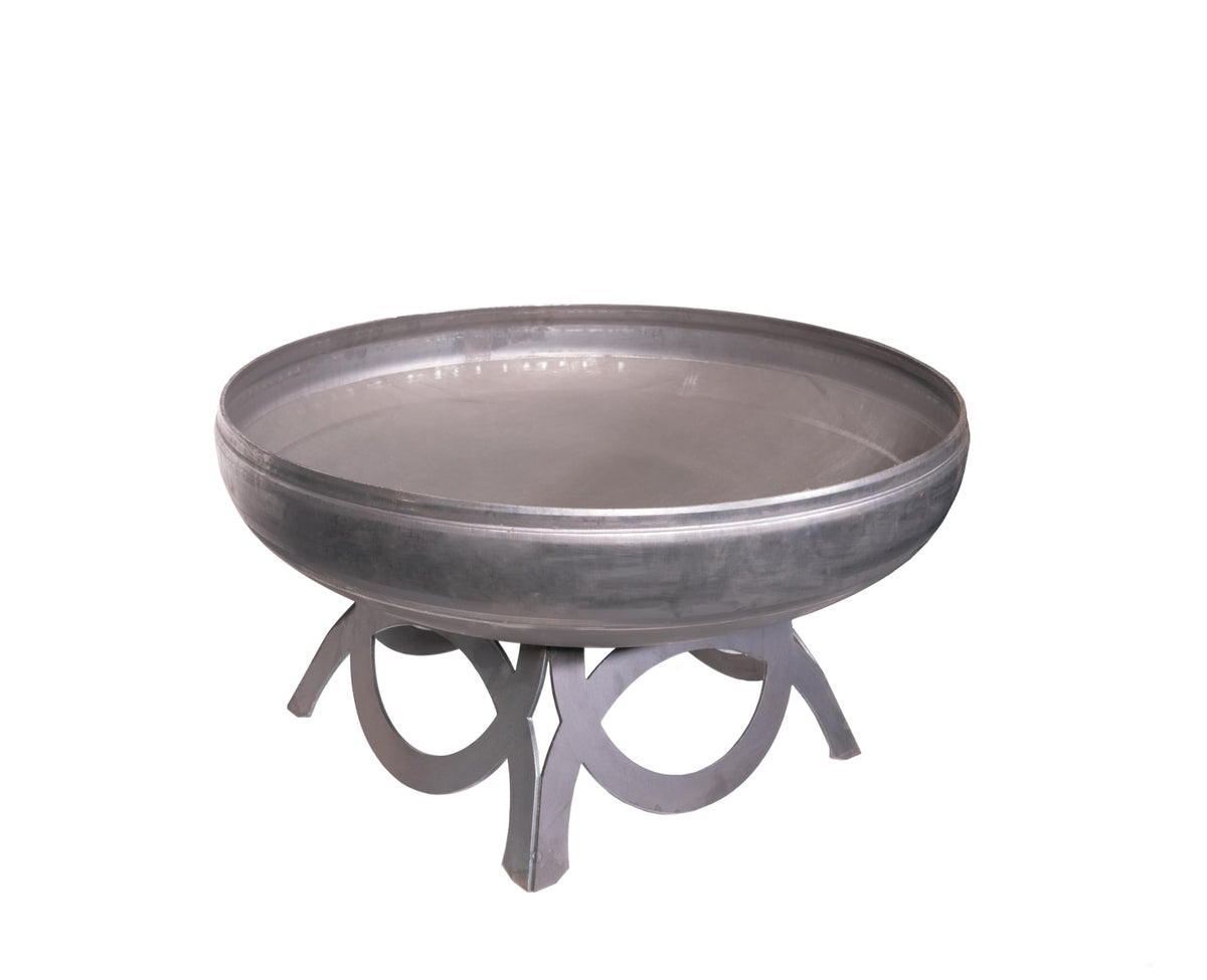 Ohio Flame - 42&quot; Liberty Fire Pit with Curved Base (Made in USA) - Natural Steel Finish