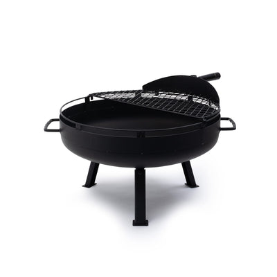 Barebones Cowboy Fire Pit 23-Inch - Open Fire Grill with Cooking Grate for Outdoor Cooking - Heavy Duty Open Grill