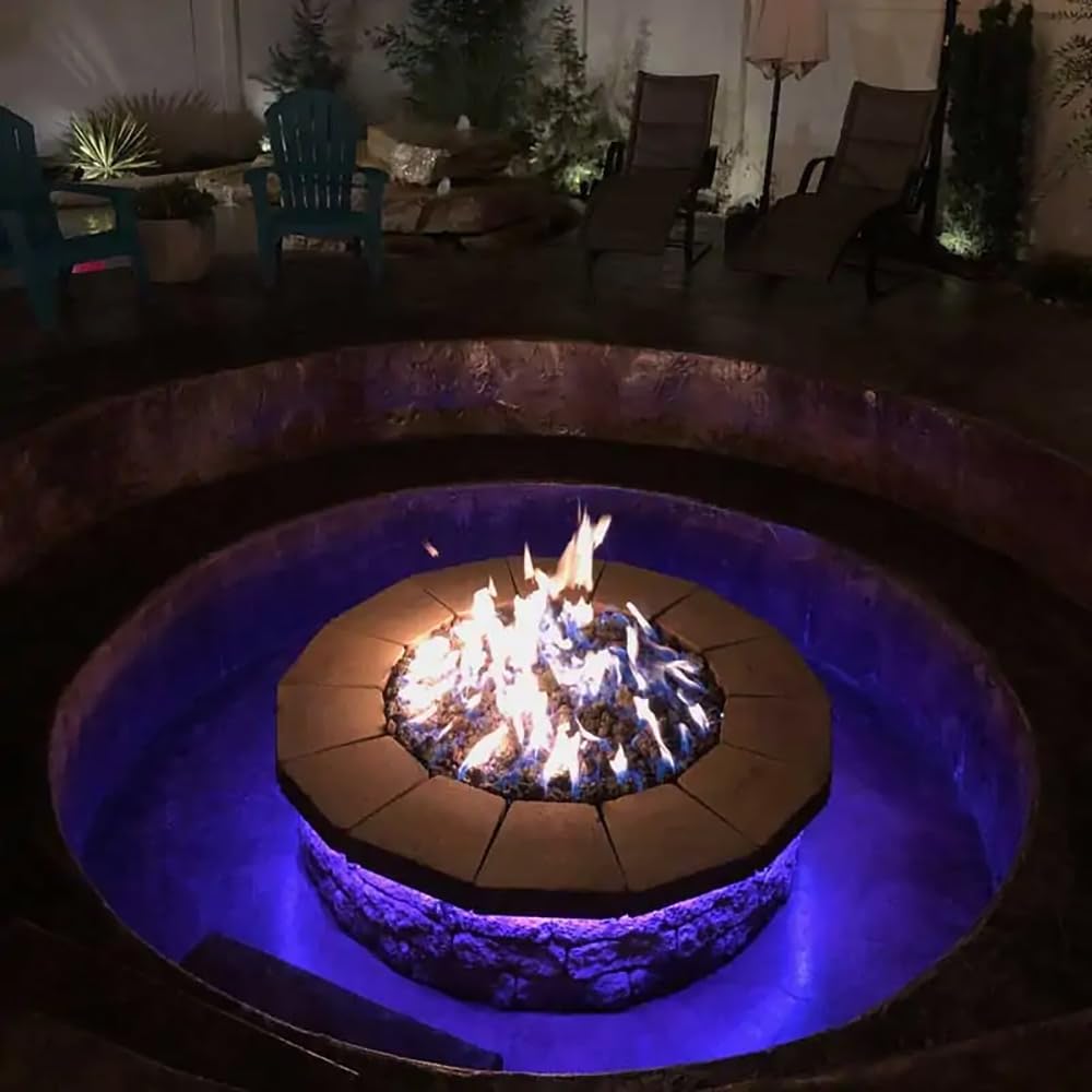 Spotix HPC Match Lit Fire Pit Burner Kit (FPS36HCKIT-PAN-NG-MSCB), Round, 36-Inch Burner, 42-Inch Flat Pan, Natural Gas, Polished Chrome, with Flange, Key, Valve, Flex Line and Fittings