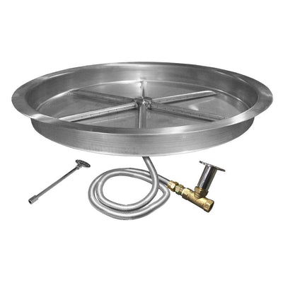 Firegear Match Light Gas Fire Pit Burner Kit (FPB-29RBS22MT-N), Round Bowl Pan, Natural Gas, 29-inch