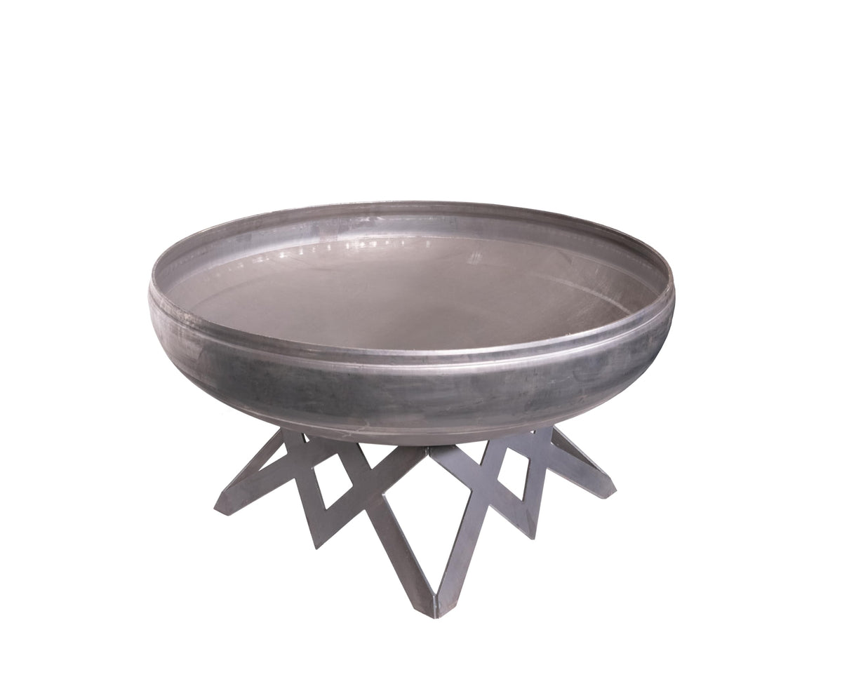 Ohio Flame - 42&quot; Liberty Fire Pit with Angular Base (Made in USA) - Natural Steel Finish