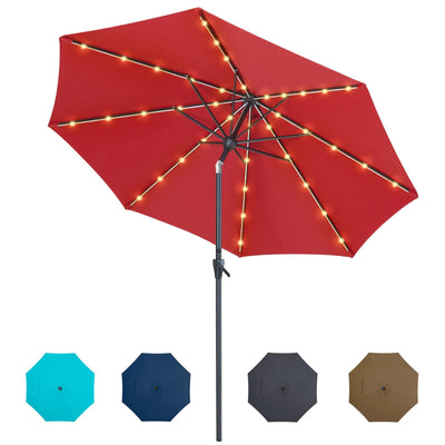 Tempera 9ft Patio Solar Powered Outdoor Umbrella with LED Light