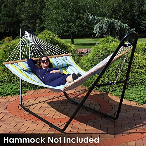 Sunnydaze Universal 2-Person Hammock Stand - 550-Pound Capacity - Heavy-Duty Steel Outdoor Hammock Stand - Fits 9 to 14 Foot Hammocks - Black