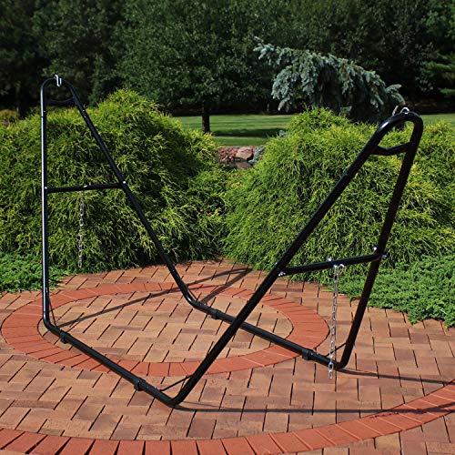 Sunnydaze Universal 2-Person Hammock Stand - 550-Pound Capacity - Heavy-Duty Steel Outdoor Hammock Stand - Fits 9 to 14 Foot Hammocks - Black