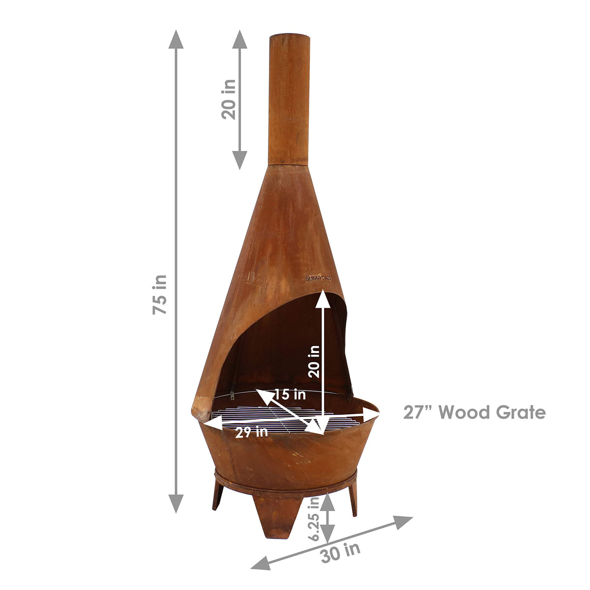 Sunnydaze Large Chiminea Outdoor Fireplace - Outdoor Wood-Burning Fireplace