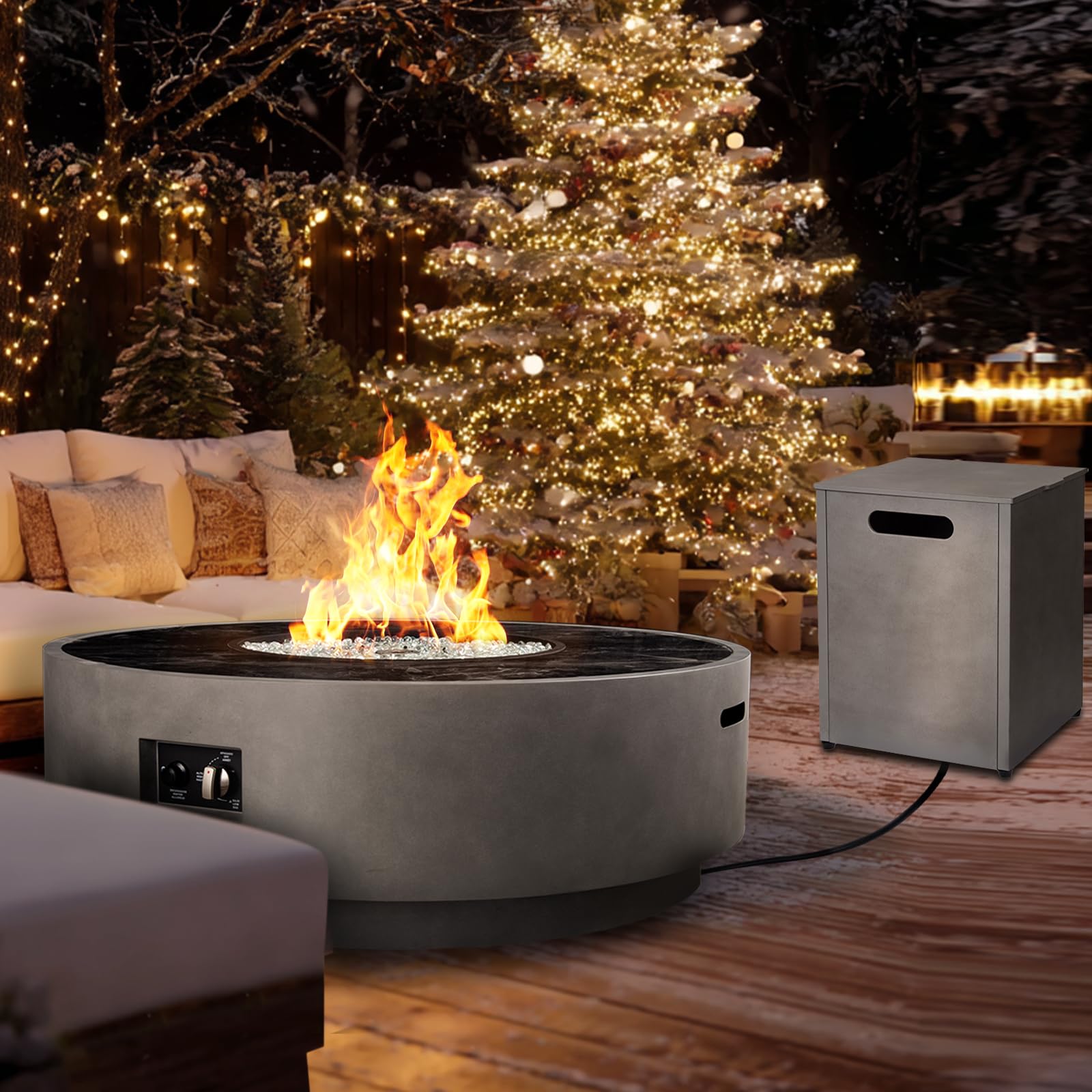 FLOOORE 42 Inch Fire Pit Table, Outdoor Propane 65,000 BTU
