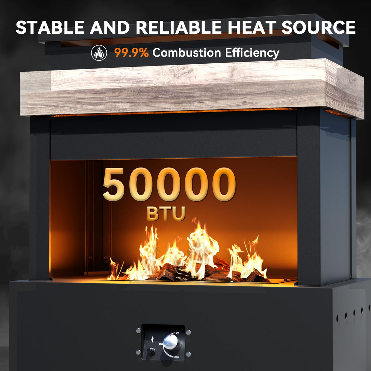 Gardenbee 35'' Outdoor Propane Fireplace with Tank Storage, 50,000 BTU Outdoor Gas Fire Pit with CSA Certified, Adjustable Flame, Dust Cover, Smokeless Ceramic Wood for Patio, Garden, Deck, Gray/Tan