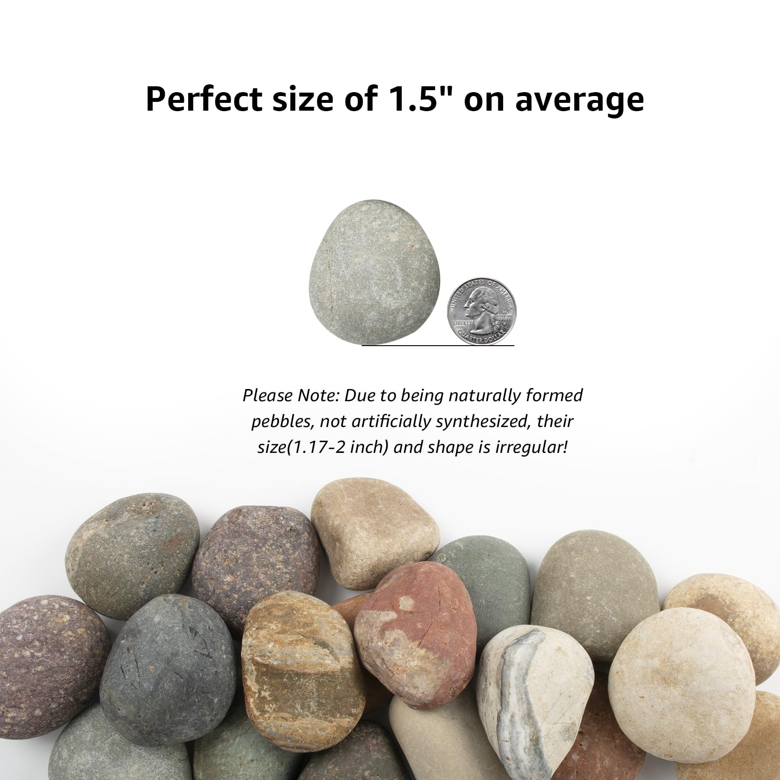 40 LBS Natural River Rocks – 3–4 Inch Decorative Stones for Landscaping, Aquariums, Gardens, Yard Paving, Large Planters, Walkways, and Rock Painting