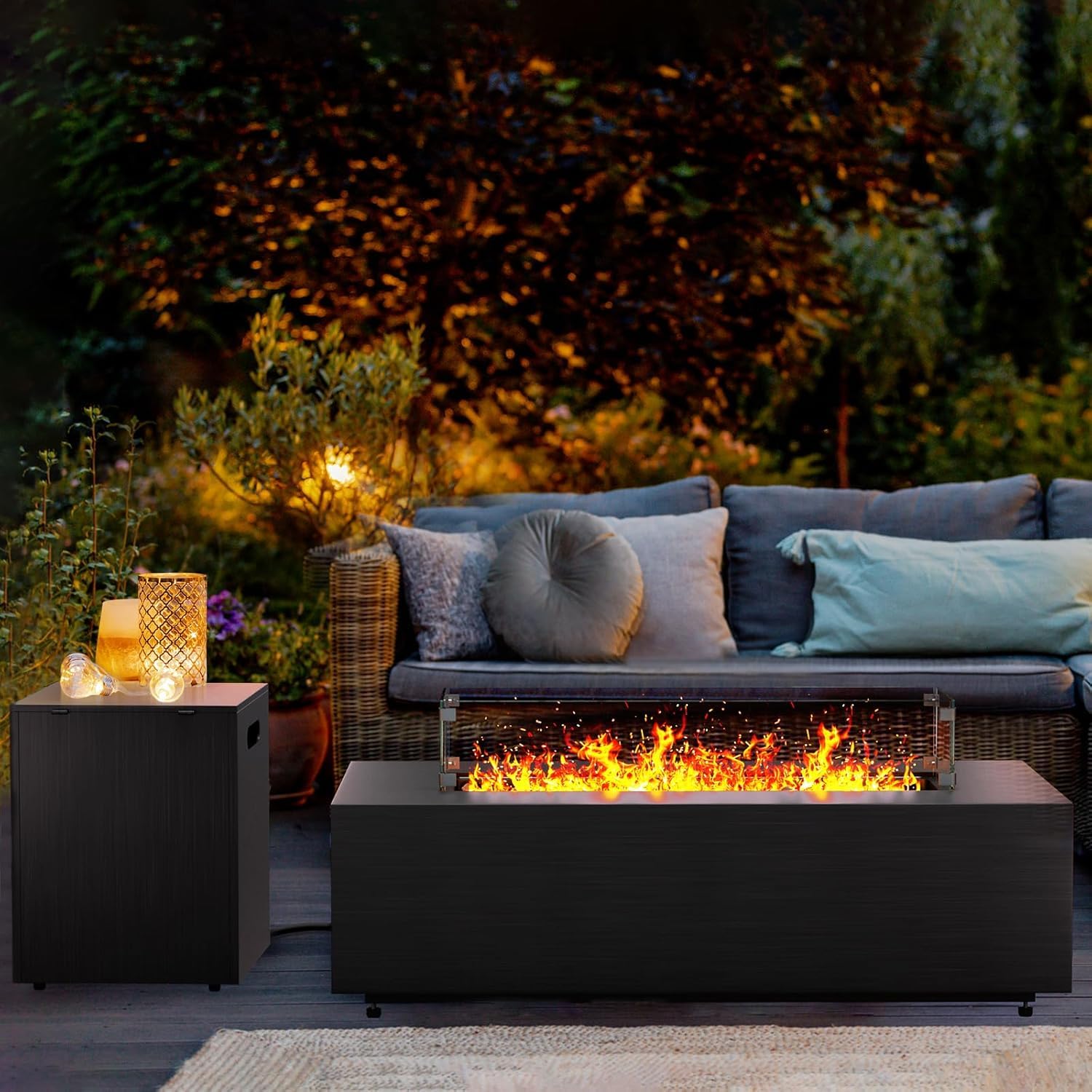 Jocoevol 42in Fire Pit Table Propane Fire Pit 50,000 BTU