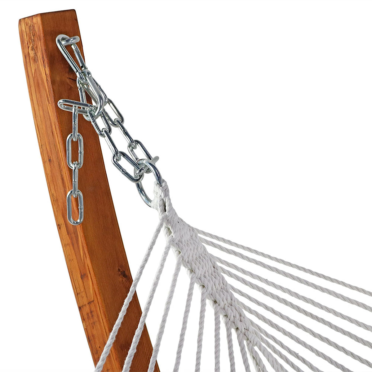 Sunnydaze Double Quilted Fabric Hammock with 13-Foot Curved Arc Wood Stand - 400-Pound Capacity - Sandy Beach