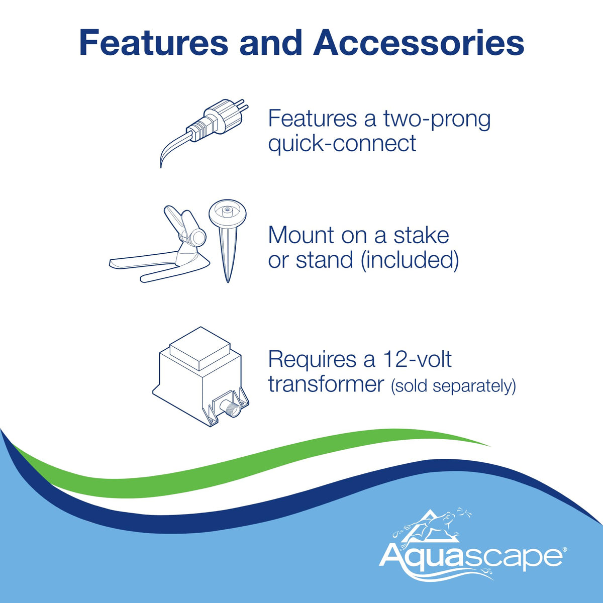 Aquascape Pond and Landscape LED 3-Watt Spotlight 6-Pack, Warm White Low Voltage Submersible Outdoor Lights for Water Features, Gardens, Trees, and Waterfalls, 84047