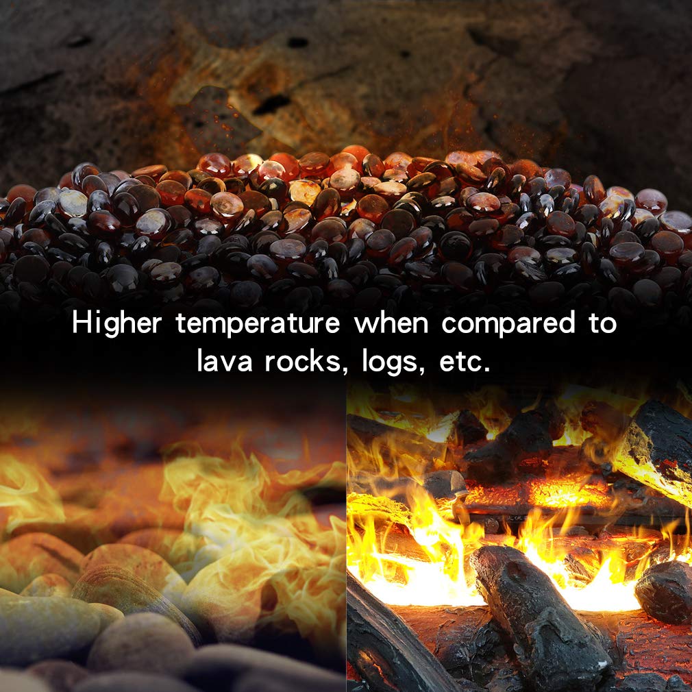 Stanbroil 10-Pound Fire Glass Beads - 1/2 inch Luster Fire Glass Drops for Fireplace Fire Pit | Gas Log Sets | Landscaping | Fish Tank, Amber Luster